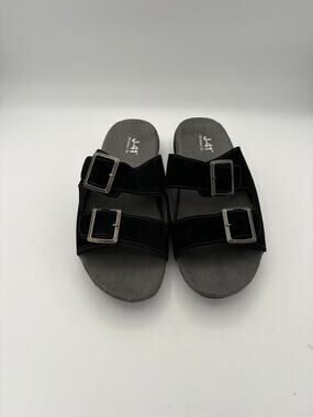 Women’s J-41 Size 8 Black Suede Slide Buckle Sandals